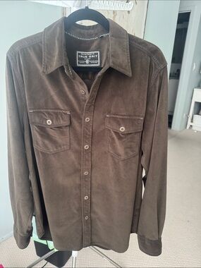 True Grit Men's Dark Brown Corduroy Button-Down Shirt